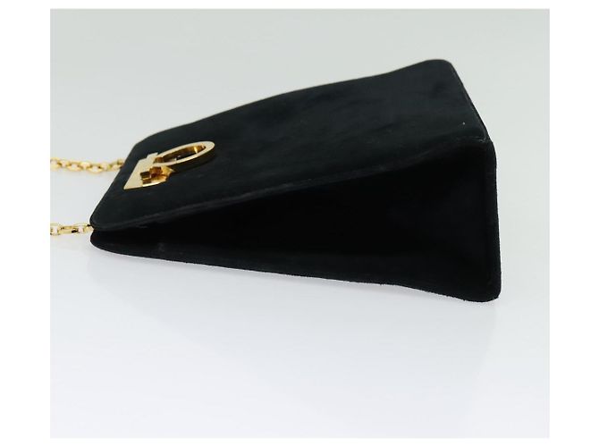 Borsa a spalla Gancini in suede nero e oro Salvatore Ferragamo Auth 140965 D'oro - vista 3