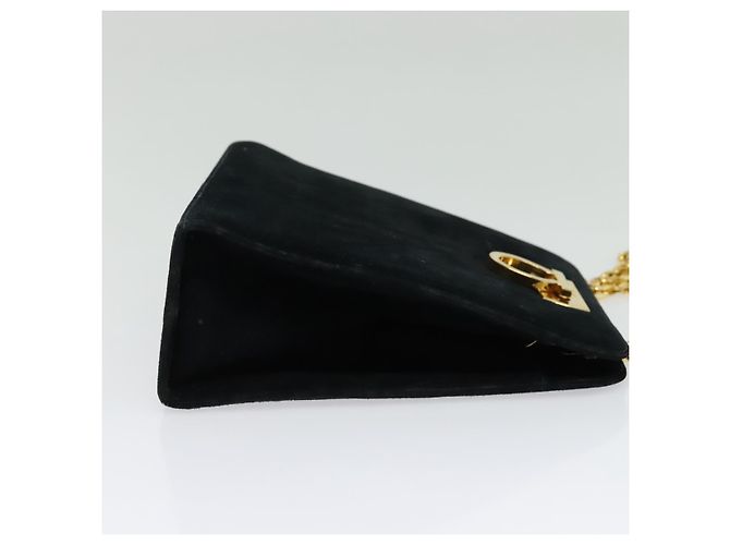 Borsa a spalla Gancini in suede nero e oro Salvatore Ferragamo Auth 140965 D'oro - vista 4