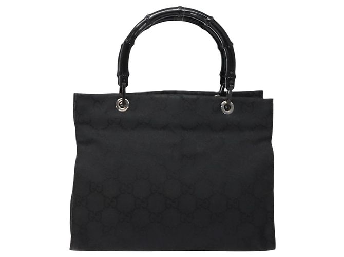 Borsa a mano GG Canvas Bamboo Gucci Nylon Nero Argento 002 1016 Auth BA5353 - vista 13