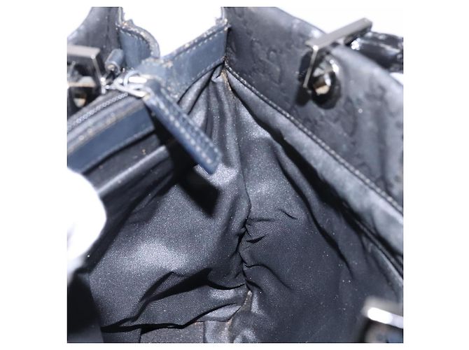 Borsa a mano GG Canvas Bamboo Gucci Nylon Nero Argento 002 1016 Auth BA5353 - vista 19