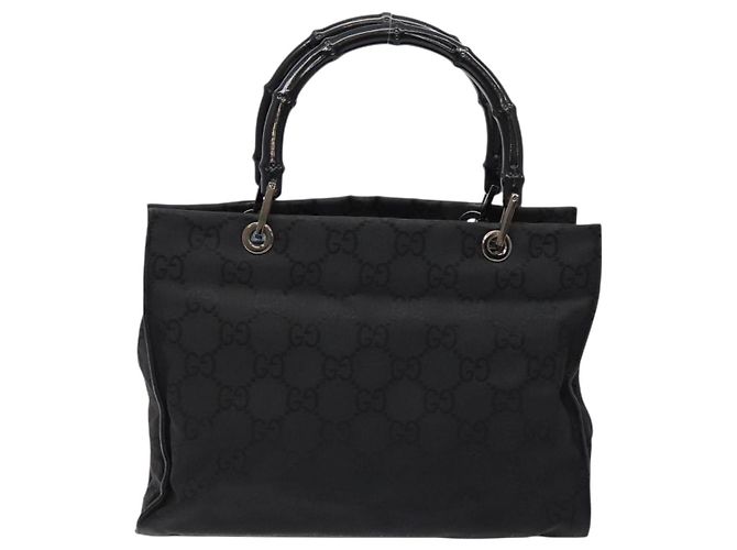 Borsa a mano GG Canvas Bamboo Gucci Nylon Nero Argento 002 1016 Auth BA5353 - vista 2
