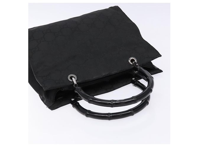 Borsa a mano GG Canvas Bamboo Gucci Nylon Nero Argento 002 1016 Auth BA5353 - vista 6