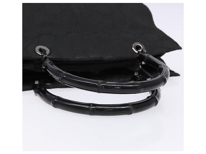 Borsa a mano GG Canvas Bamboo Gucci Nylon Nero Argento 002 1016 Auth BA5353 - vista 7