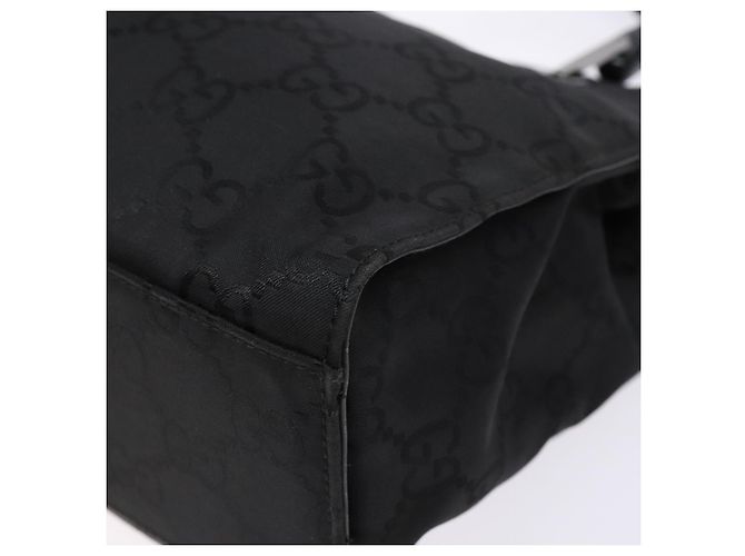 Borsa a mano GG Canvas Bamboo Gucci Nylon Nero Argento 002 1016 Auth BA5353 - vista 9