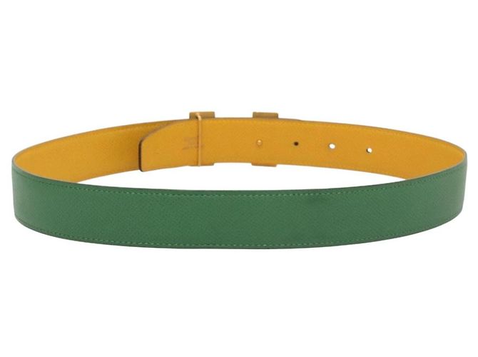 Hermès Cinturón HERMES Constance H de cuero 33,5"" verde Auth 141710V - vista 2