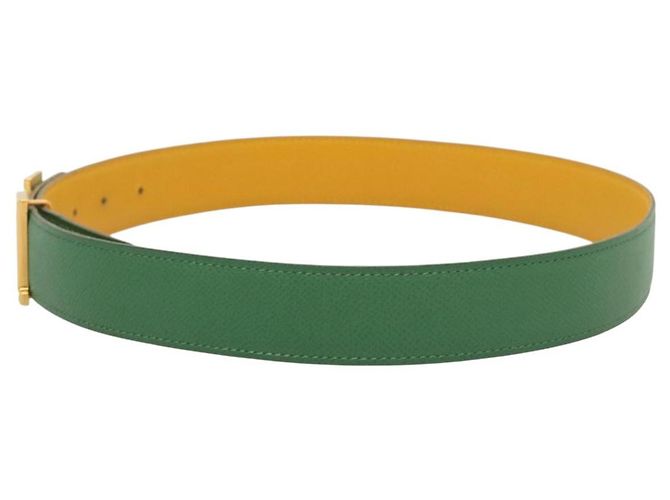 Hermès Cinturón HERMES Constance H de cuero 33,5"" verde Auth 141710V - vista 3
