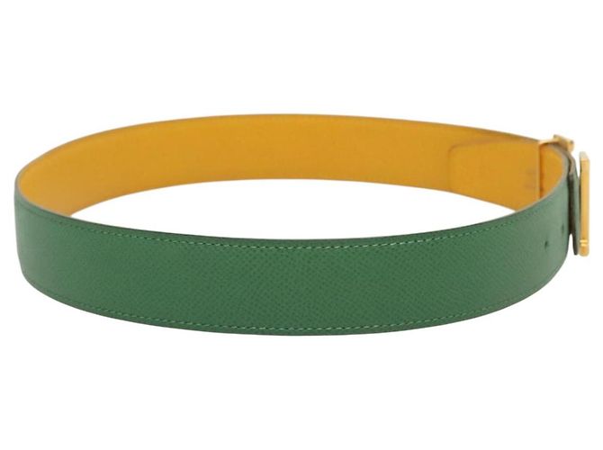 Hermès Cinturón HERMES Constance H de cuero 33,5"" verde Auth 141710V - vista 4