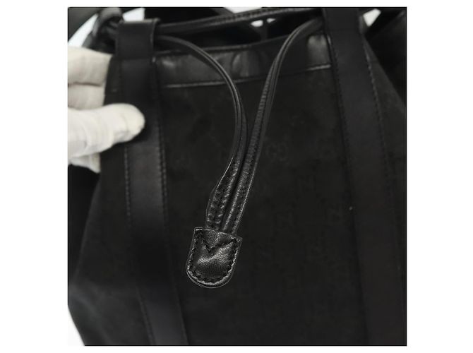 Borsa a Spalla GG Canvas Gucci Nera Oro Auth 139771 Nero D'oro - vista 9