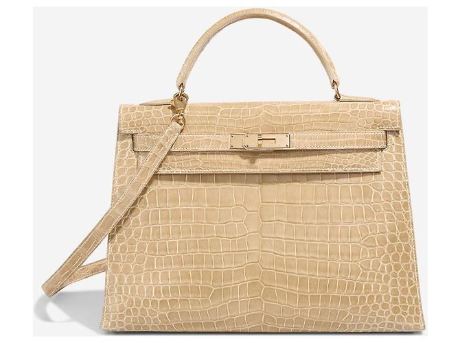 Hermès Borsa HERMES Kelly 32 in Pelle Esotica Beige - 102891 - vista 2