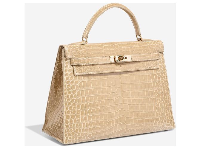 Hermès Borsa HERMES Kelly 32 in Pelle Esotica Beige - 102891 - vista 4