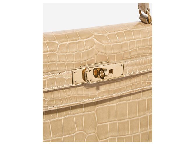 Hermès Borsa HERMES Kelly 32 in Pelle Esotica Beige - 102891 - vista 7