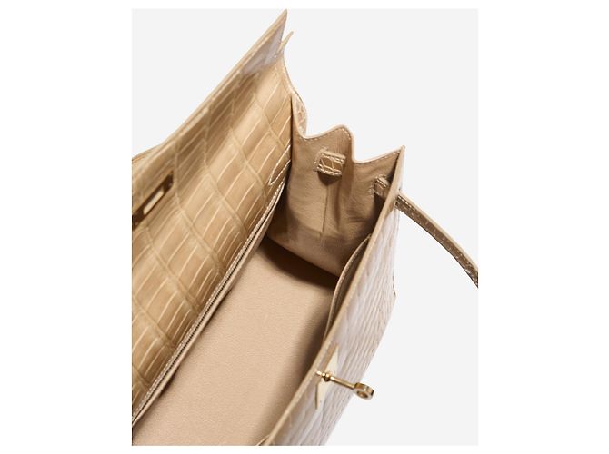 Hermès Borsa HERMES Kelly 32 in Pelle Esotica Beige - 102891 - vista 9