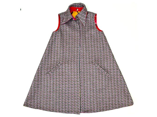 Chanel Mantella Capotto Double Face in Seta e Tweed Multicolore - vista 12