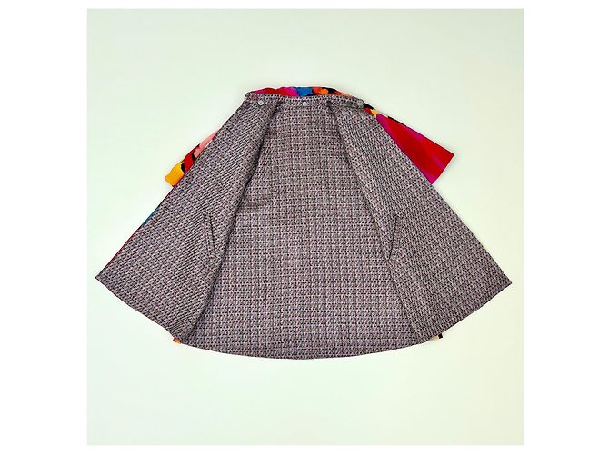 Chanel Mantella Capotto Double Face in Seta e Tweed Multicolore - vista 14