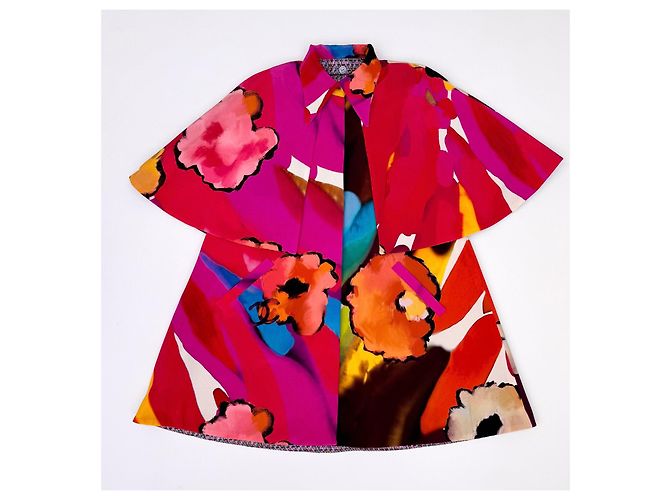 Chanel Mantella Capotto Double Face in Seta e Tweed Multicolore - vista 15