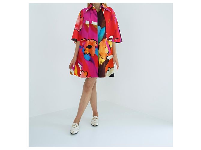 Chanel Mantella Capotto Double Face in Seta e Tweed Multicolore - vista 2