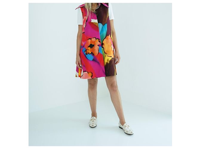 Chanel Mantella Capotto Double Face in Seta e Tweed Multicolore - vista 8
