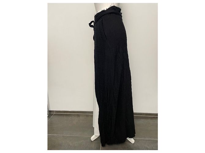 Autre Marque Gonna avvolgente NOSTRASANTISSIMA in lana nera e sottogonna in cotone bianco Nero - vista 8