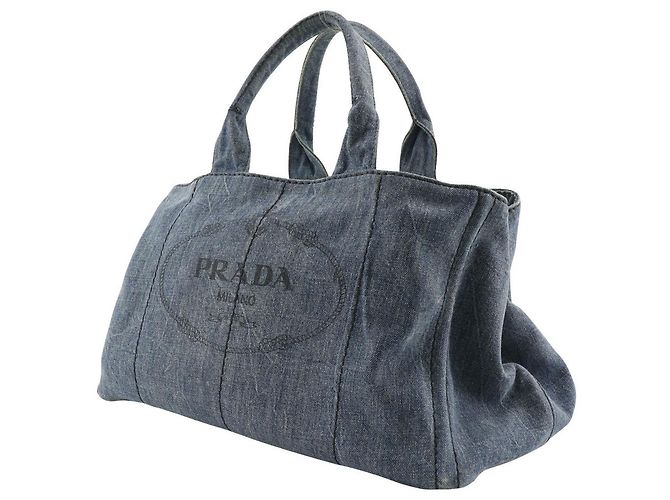 Prada Canapa Tote Denim Grande - vista 2