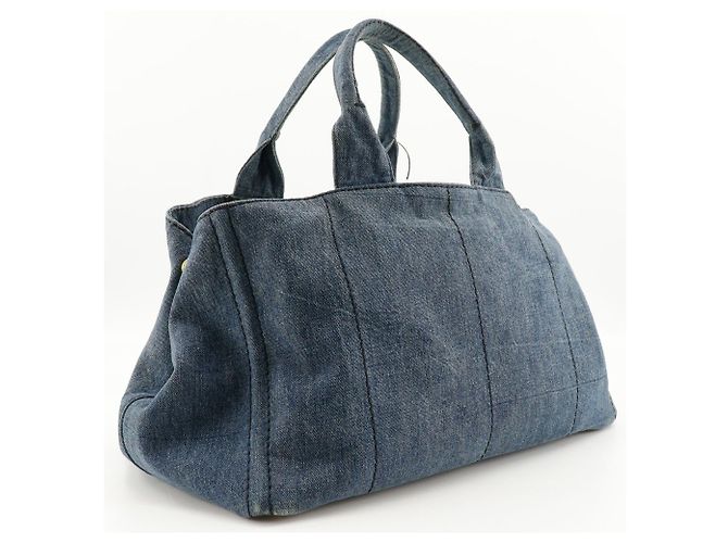 Prada Canapa Tote Denim Grande - vista 3