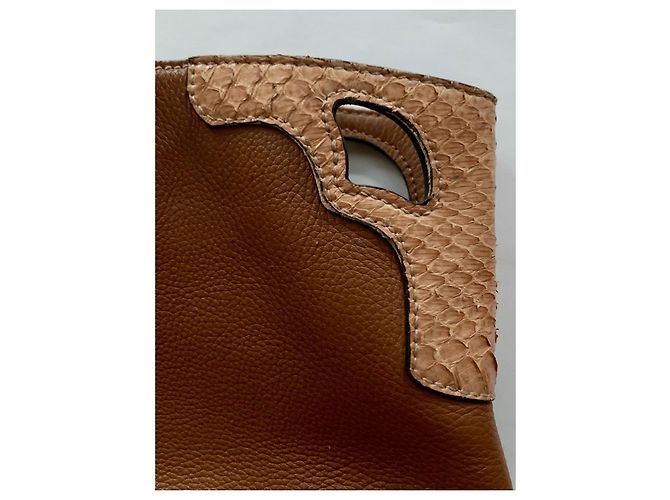 Cartier Marcello Handtasche Camel Leder und Python Kamel - Ansicht 14
