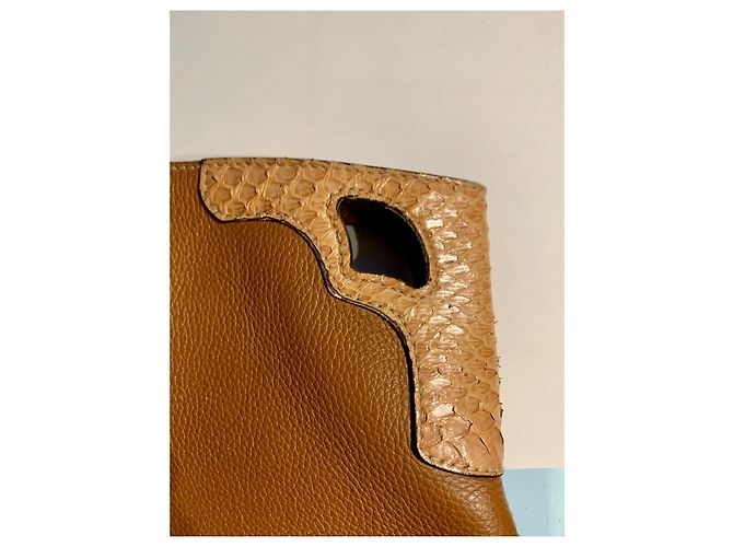 Cartier Marcello Handtasche Camel Leder und Python Kamel - Ansicht 15