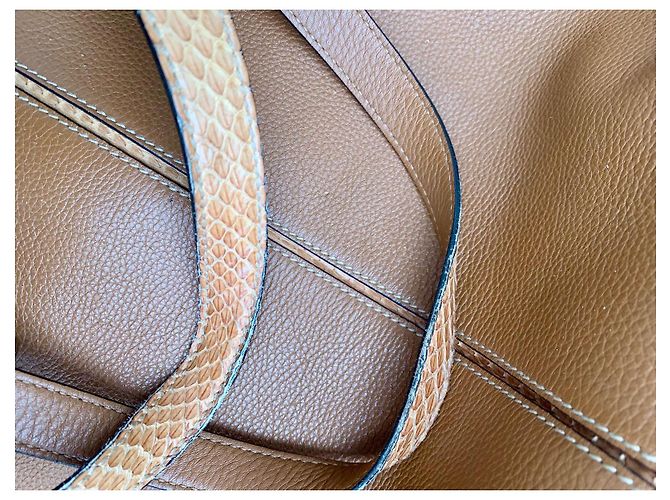 Cartier Marcello Handtasche Camel Leder und Python Kamel - Ansicht 9