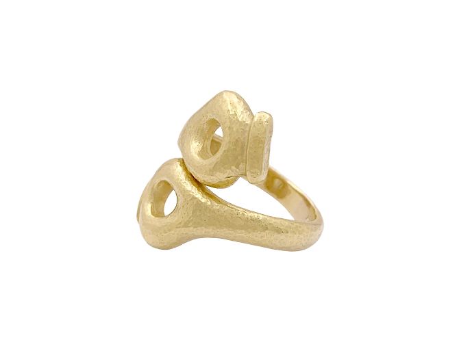 Anello Lalaounis, "Mesopotamia" in oro giallo martellato. - vista 2