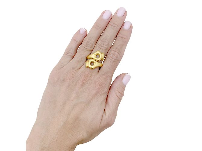 Anello Lalaounis, "Mesopotamia" in oro giallo martellato. - vista 6