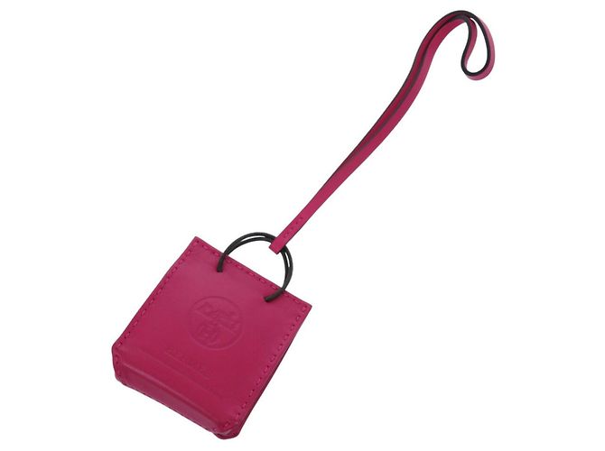 Portachiavi in pelle di agnello rosa Hermès - vista 2