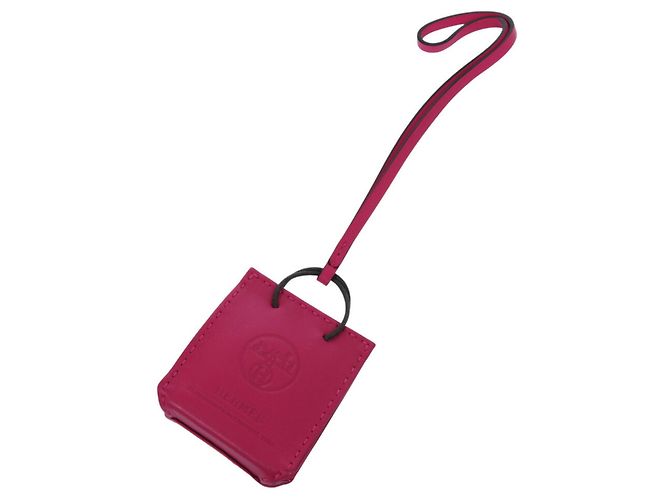 Portachiavi in pelle di agnello rosa Hermès - vista 3