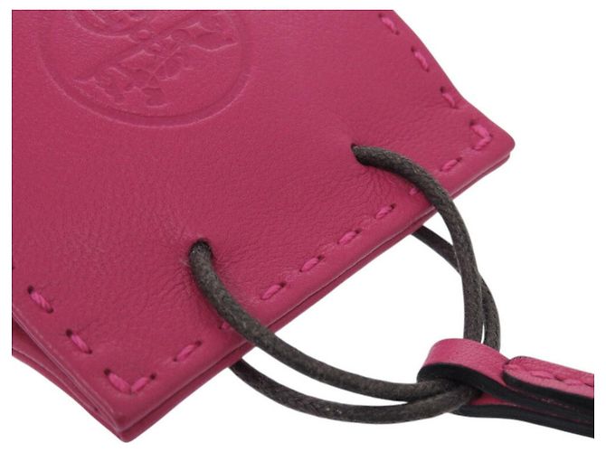 Portachiavi in pelle di agnello rosa Hermès - vista 5