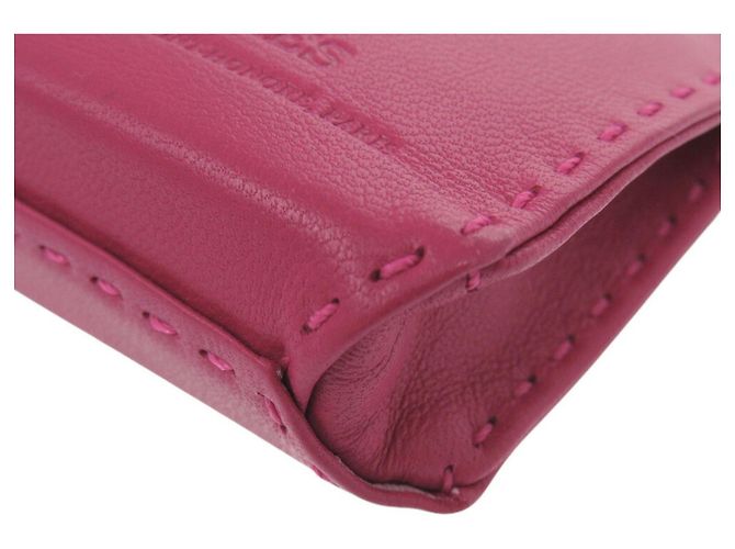 Portachiavi in pelle di agnello rosa Hermès - vista 6