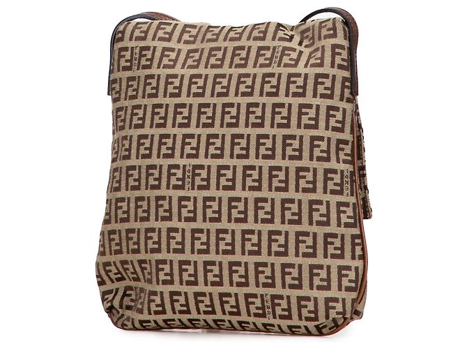 Borsa a tracolla in tela Zucchino marrone Fendi Beige - vista 2
