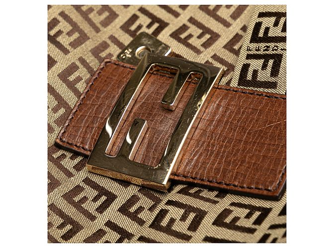 Borsa a tracolla in tela Zucchino marrone Fendi Beige - vista 8