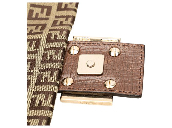 Borsa a tracolla in tela Zucchino marrone Fendi Beige - vista 9