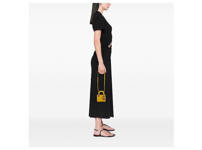 Dior Amarillo Micro Piel de Cordero Cannage Lady Dior Mostaza - vista 11