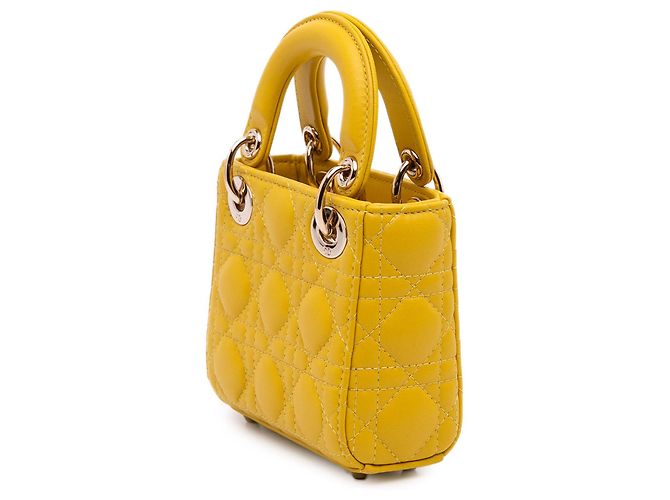 Dior Amarillo Micro Piel de Cordero Cannage Lady Dior Mostaza - vista 2