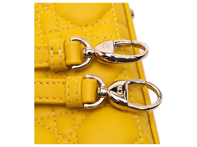 Dior Amarillo Micro Piel de Cordero Cannage Lady Dior Mostaza - vista 8
