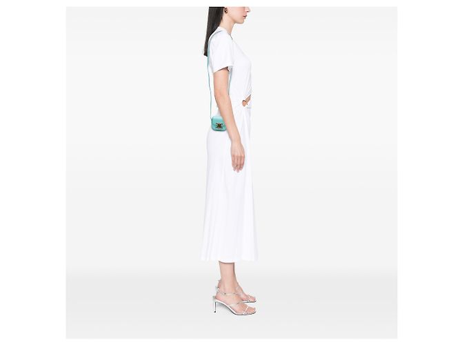 Céline Custodia per AirPods Triomphe in pelle blu Celine con tracolla Turchese - vista 10
