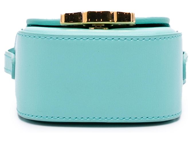 Céline Custodia per AirPods Triomphe in pelle blu Celine con tracolla Turchese - vista 3