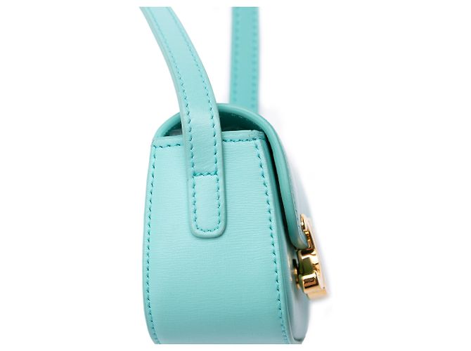 Céline Custodia per AirPods Triomphe in pelle blu Celine con tracolla Turchese - vista 8