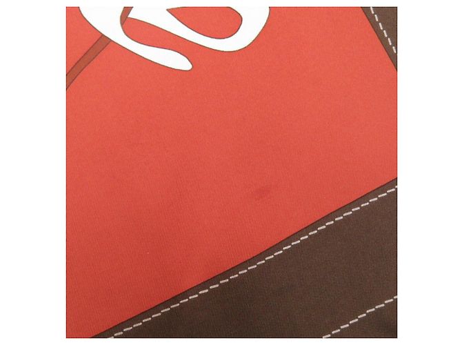 Foulard in seta multicolore Carré 90 Monsieur et Madame Hermès Marrone Rosso - vista 4