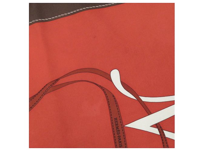 Foulard in seta multicolore Carré 90 Monsieur et Madame Hermès Marrone Rosso - vista 7