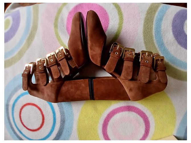 Laurence Dacade Brown Suede Multi-Strap Pumps - view 2