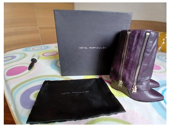 Stivali Hôtel Particulier in pelle multi zip prugna Porpora - vista 6
