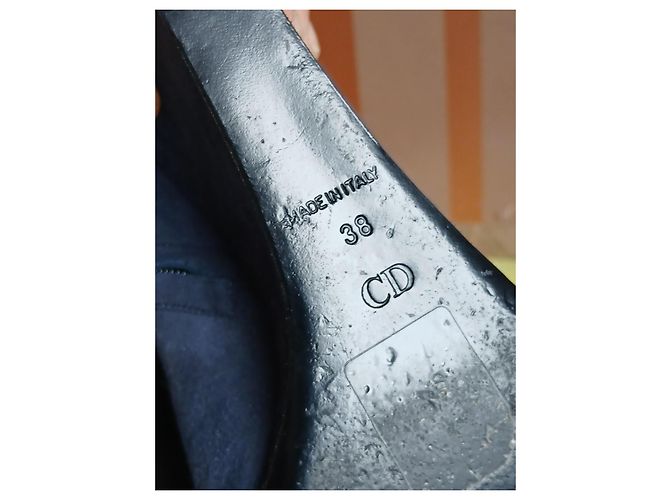 Stivaletti Christian Dior Cannage in camoscio blu con zeppa - vista 5