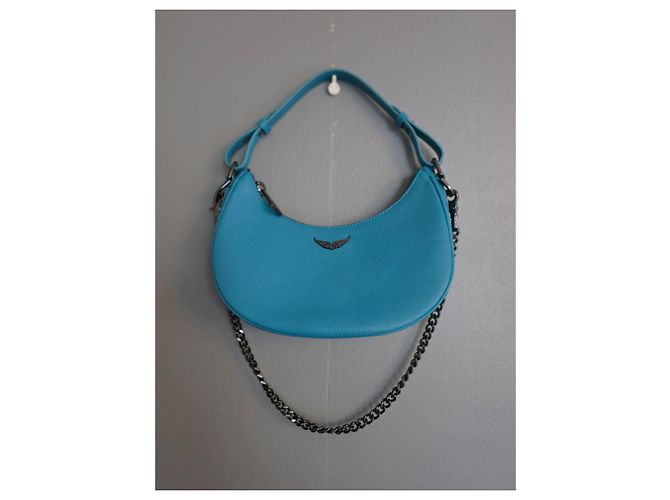 Zadig & Voltaire Borsa Moonrock Pelle Blu Turchese - vista 12