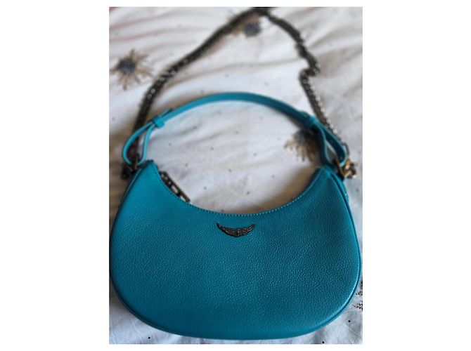 Zadig & Voltaire Borsa Moonrock Pelle Blu Turchese - vista 16