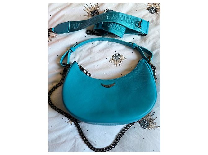 Zadig & Voltaire Borsa Moonrock Pelle Blu Turchese - vista 2